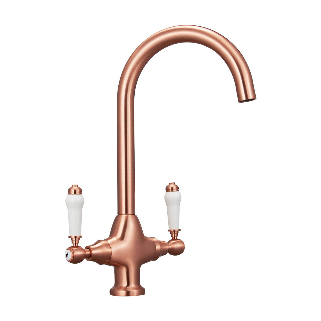 Traditional Copper Kitchen Mixer Tap With Swivel Spout
