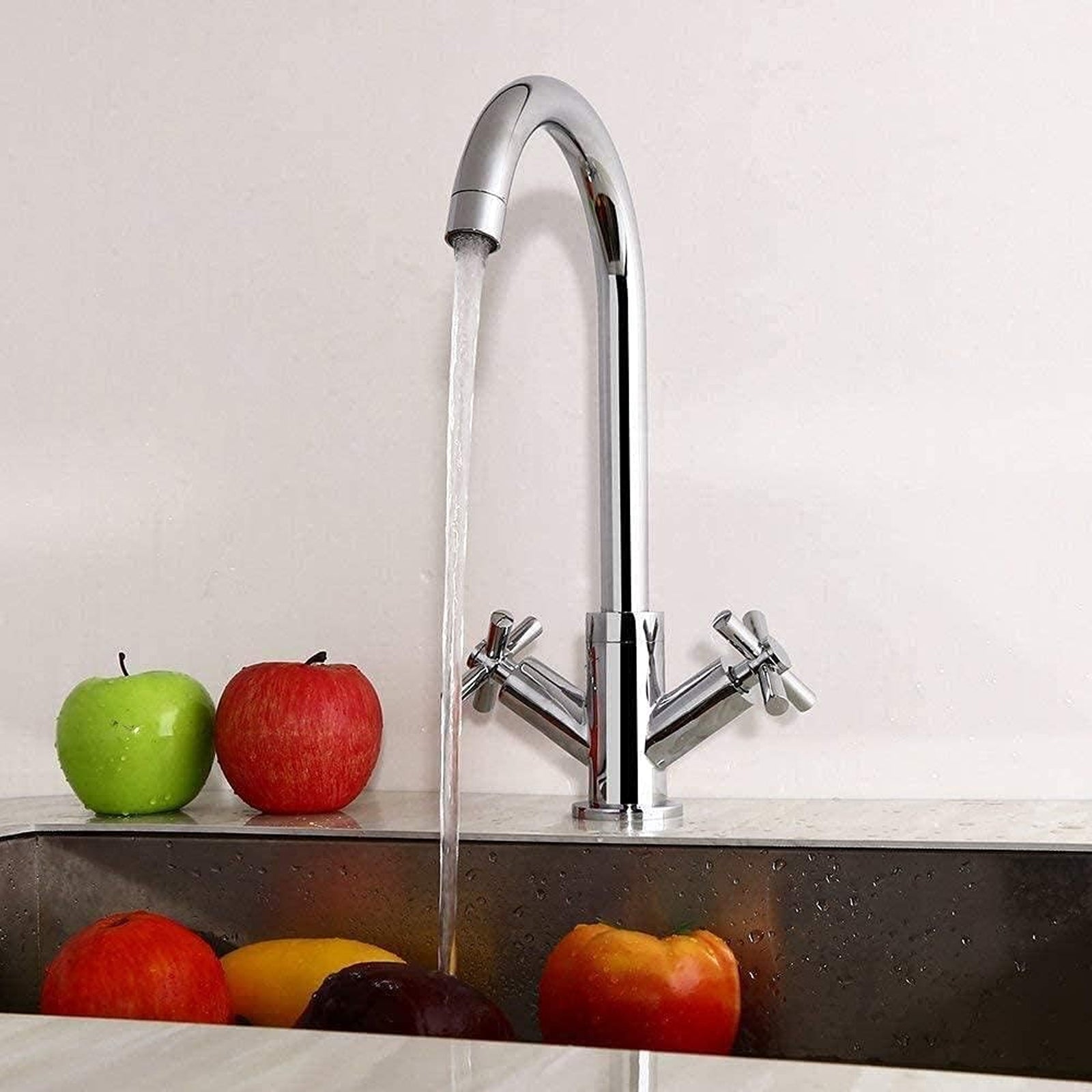 Deck Mounted Modern Cross Head Kitchen Chrome Basin Sink Mono Mixer Desla