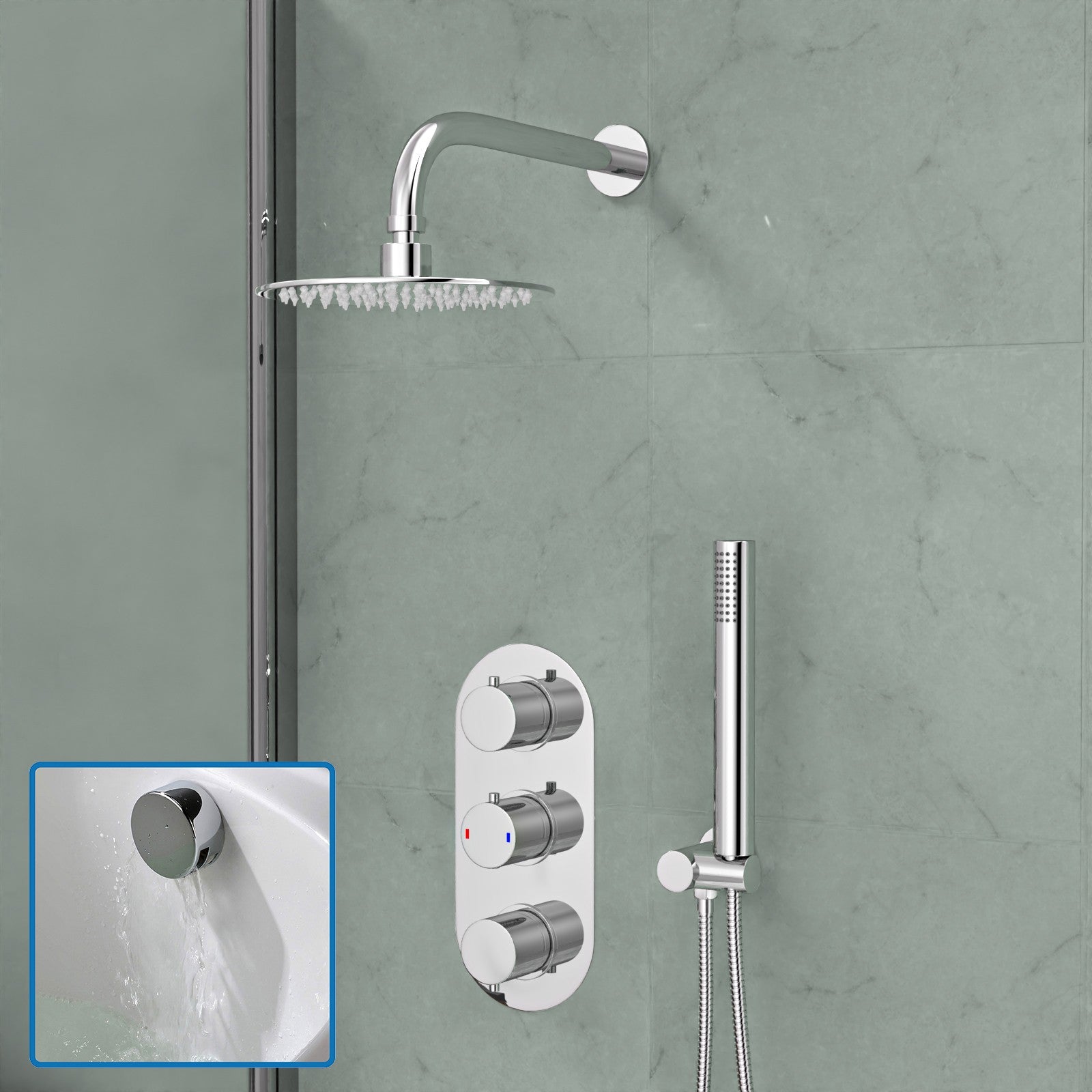 3 Dial 3 Outlet Round Concealed Thermostatic Shower Set