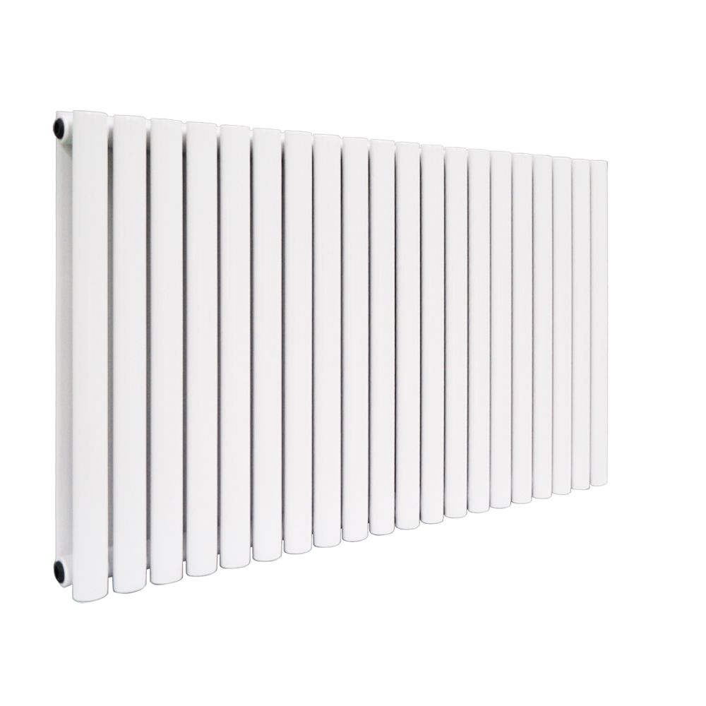 Norden 600 x 1180 mm Horizontal Double Oval Tube White Designer Radiator