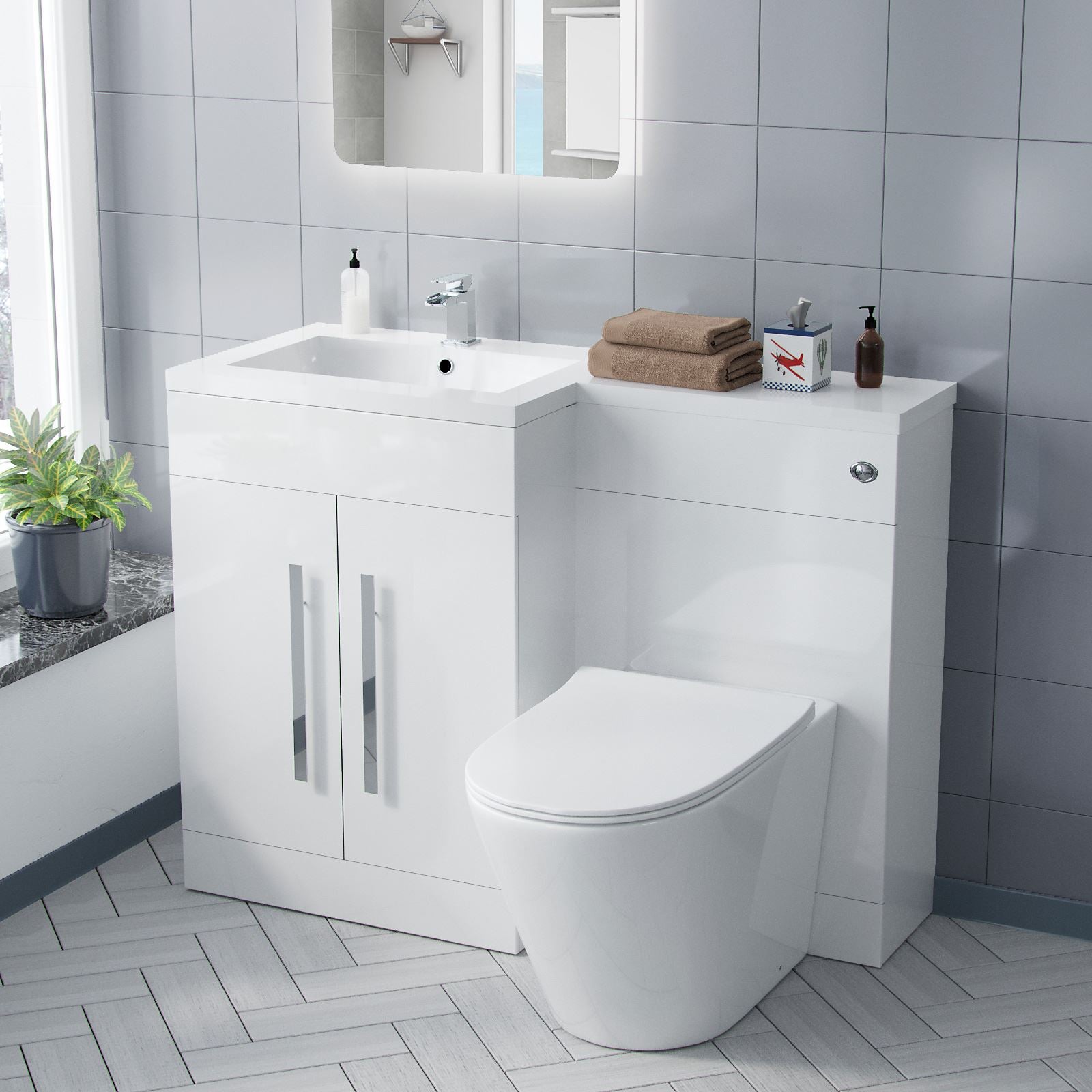 Aric Vanity Sink And WC Back To Wall Rimless Toilet