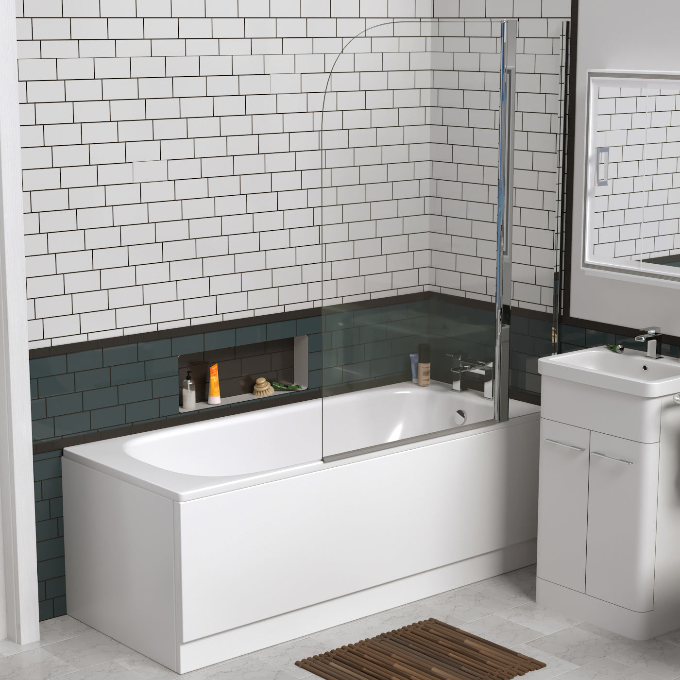 Zensen White Bathroom 1700 x 700mm Single Ended Bath Front Bath Pane