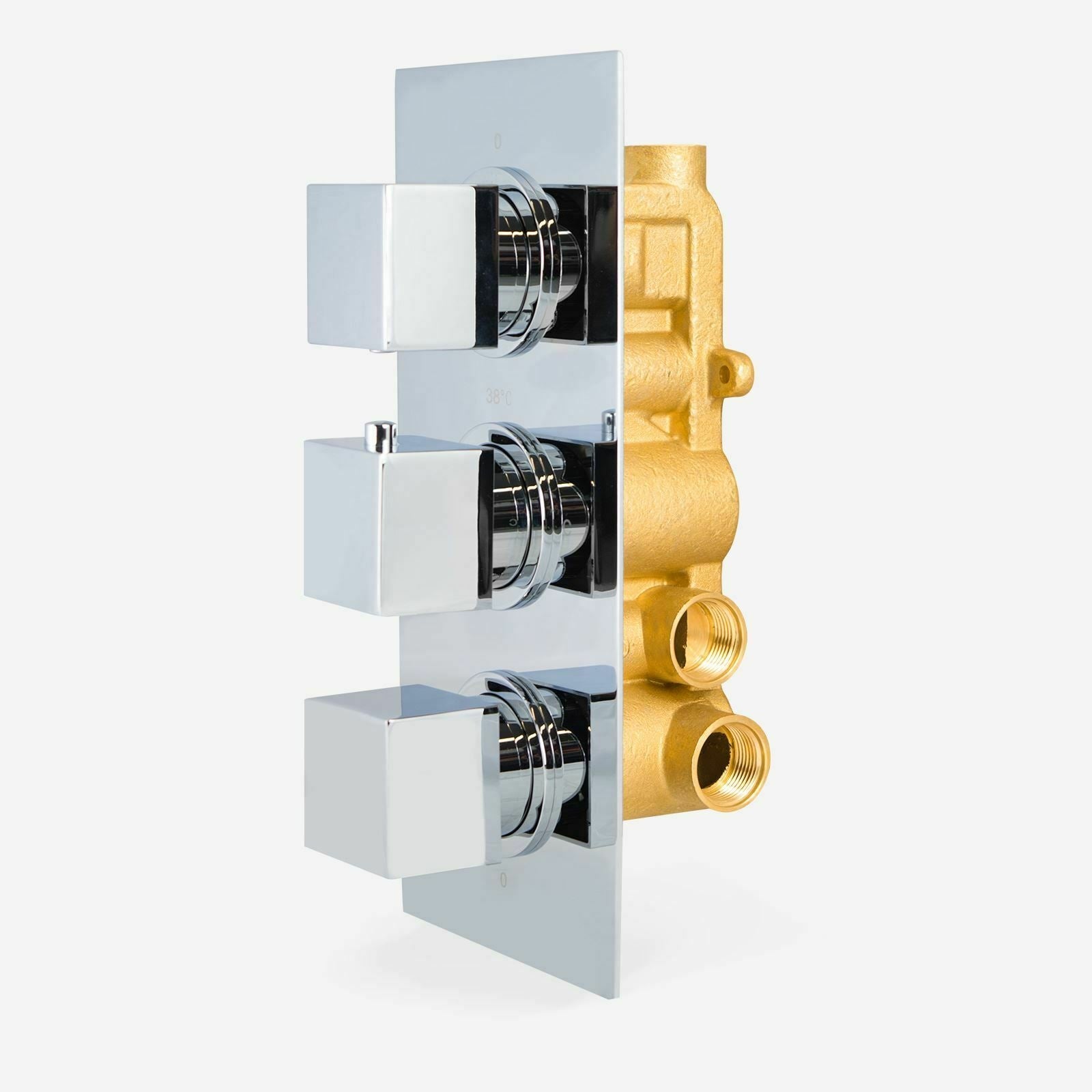 Olive Square 3 Way Concealed Thermostatic Shower Mixer Shower Head Handset & Body Jets Set