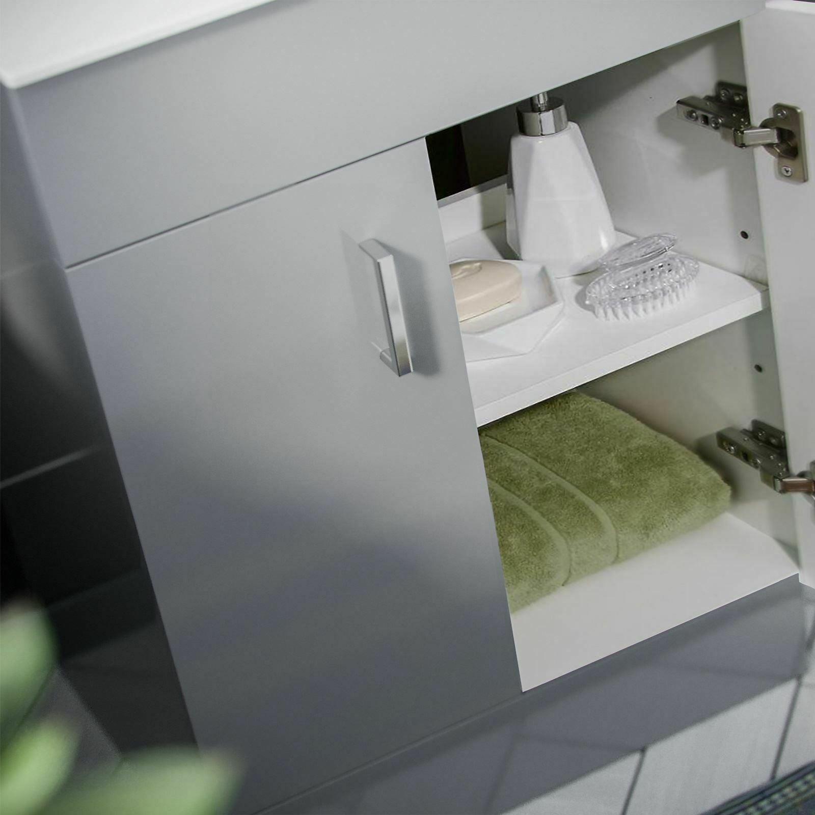 Nanuya Grey 600mm Floorstanding Slim Basin Vanity Unit