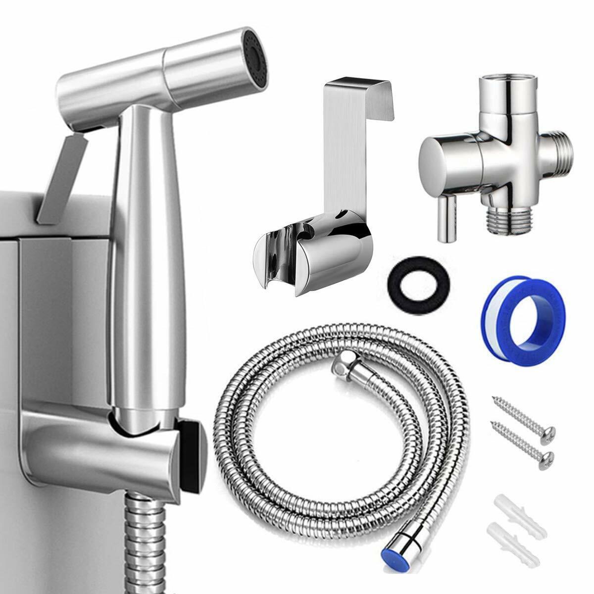Chrome Handheld Silver Stainless Steel Bidet Toilet Sprayer Jet Kit