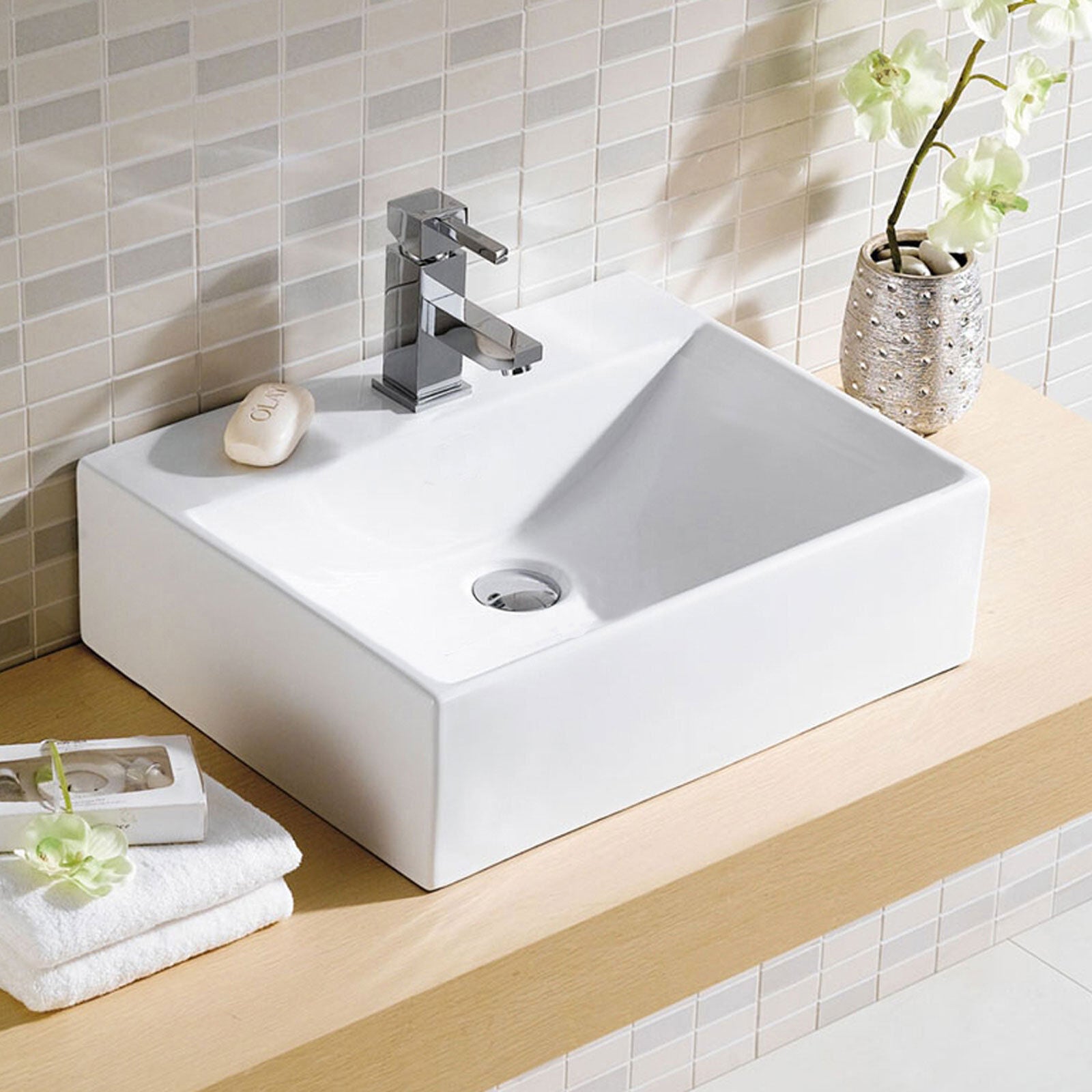 363mm x 270mm Bathroom Peregrine Cloakroom Counter Top or Wall Hung Ceramic Basin Sink and Fittings