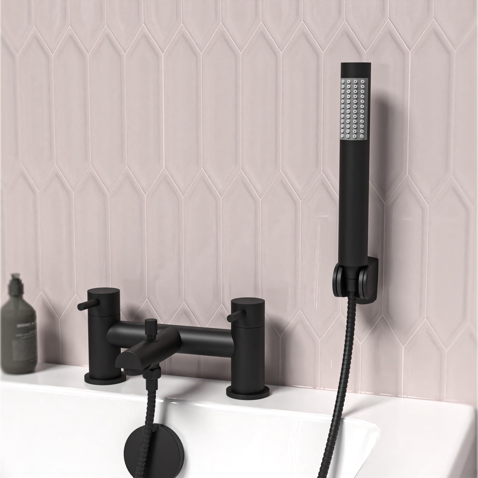 Hatton Shower Mixer Tap With Handheld Shower Kit Matt Black