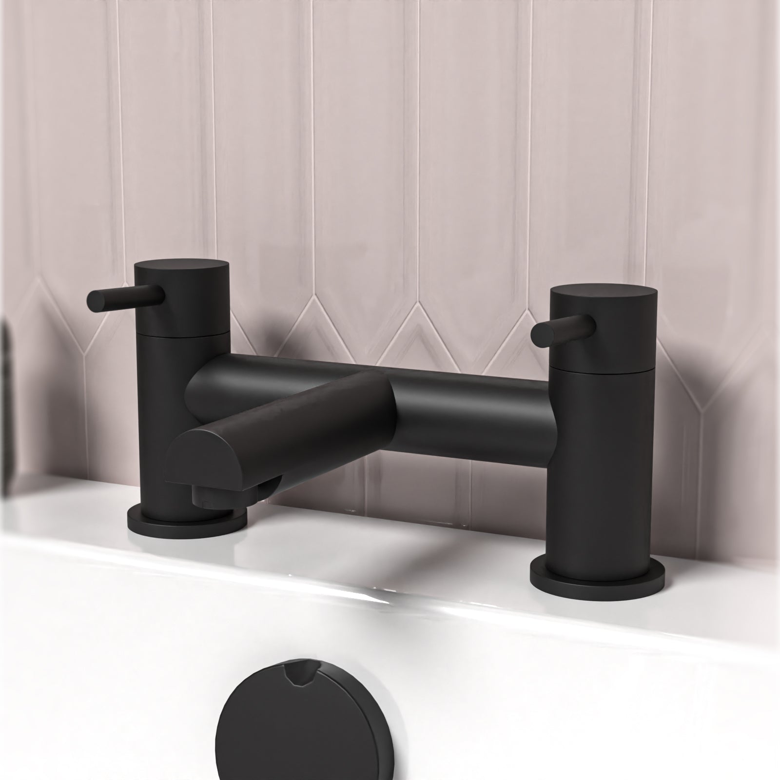 Finwood Bath Filler Mixer Tap Solid Brass Deck Mounted Matt Black