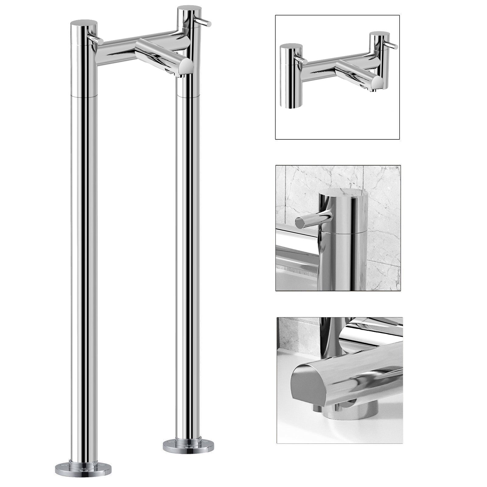 Blossom Modern Bathroom Design Freestanding Chrome Bath Filler Tap