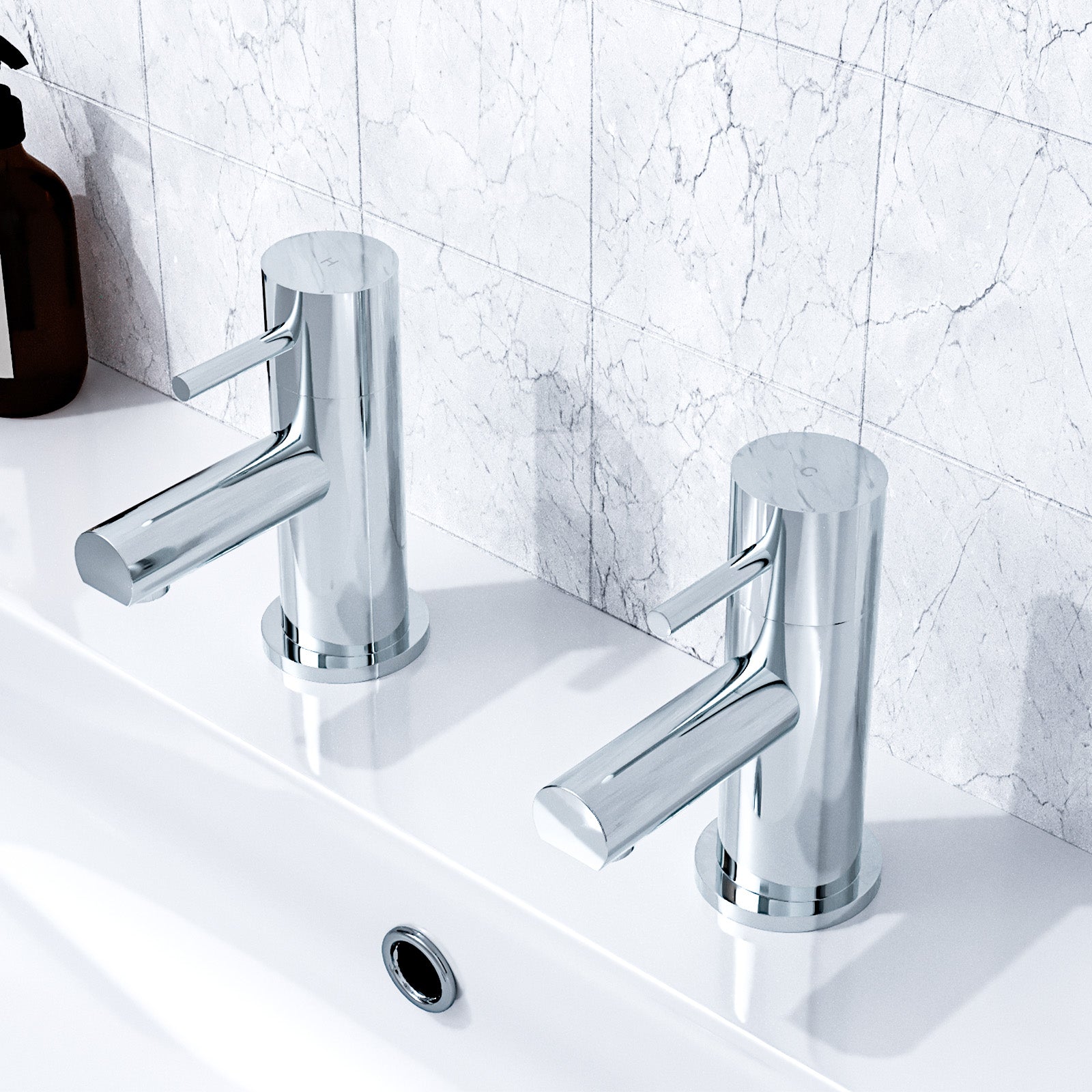 Marc Cloakroom Chrome Single Pair Of Hot And Cold Basin Sink Taps