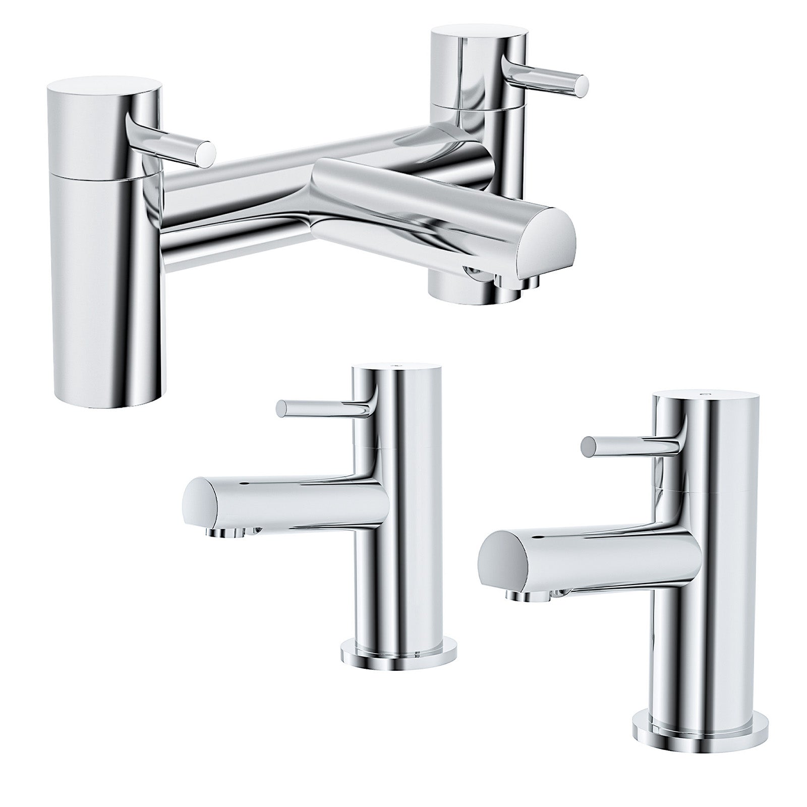 Marc Modern Set of Two Basin Taps & Deck Mounted Bath Filler Tap