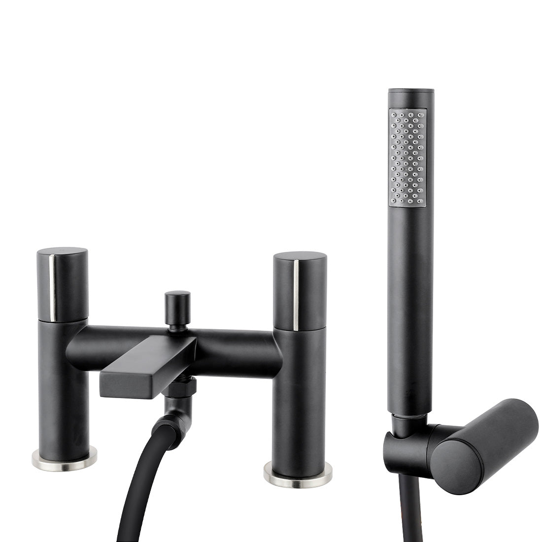 Arte Grey Deck Mounted Handleless Bath Shower Mixer Matt Grey With Handset And Adjustable Holder