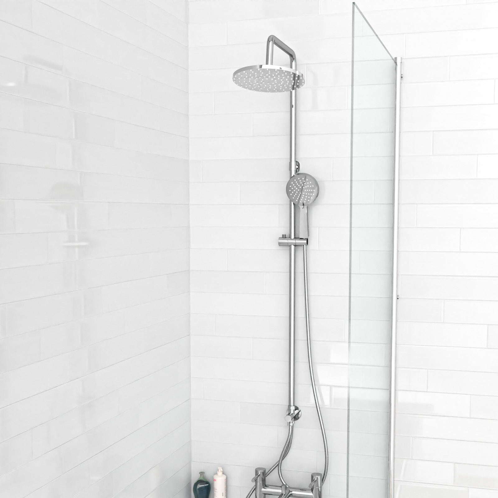 Kinver Modern Exposed Round Shower Mixer Handset & Riser Rail Kit Chrome