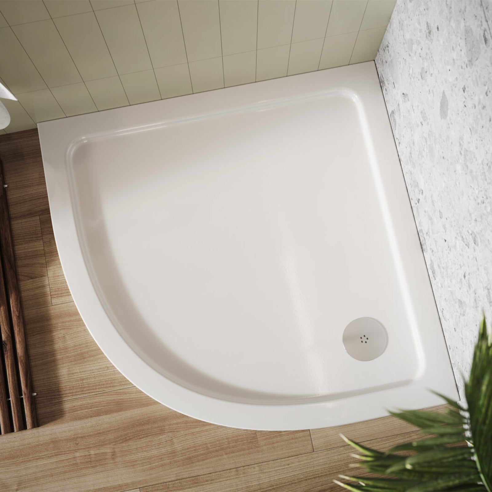 900 X 900 Quadrant Resin Shower Tray 30mm Thick For Wetroom Enclosure