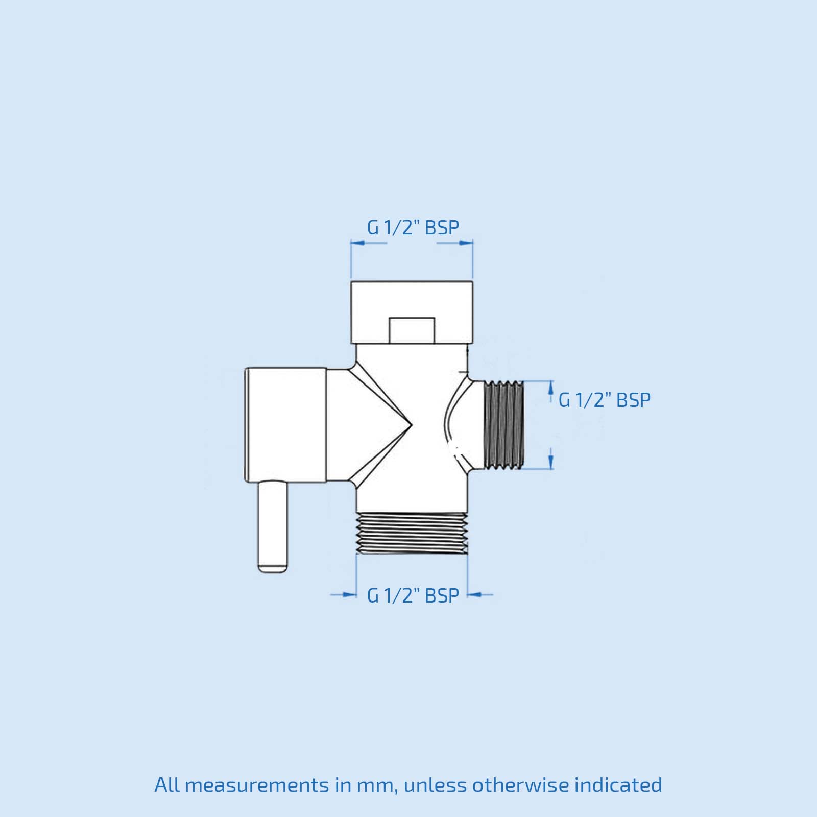 Bidet T-Adapter Diverter Valve with Lever Chrome for Toilet Sprayer