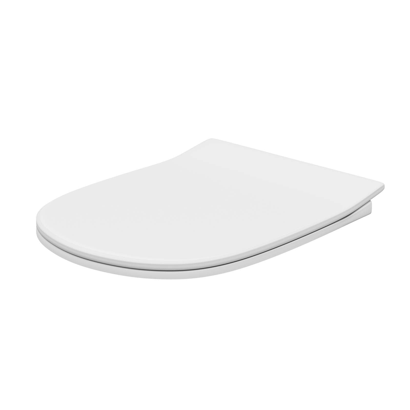 Round D Shape Soft Close Toilet Seat and Seat Cover White