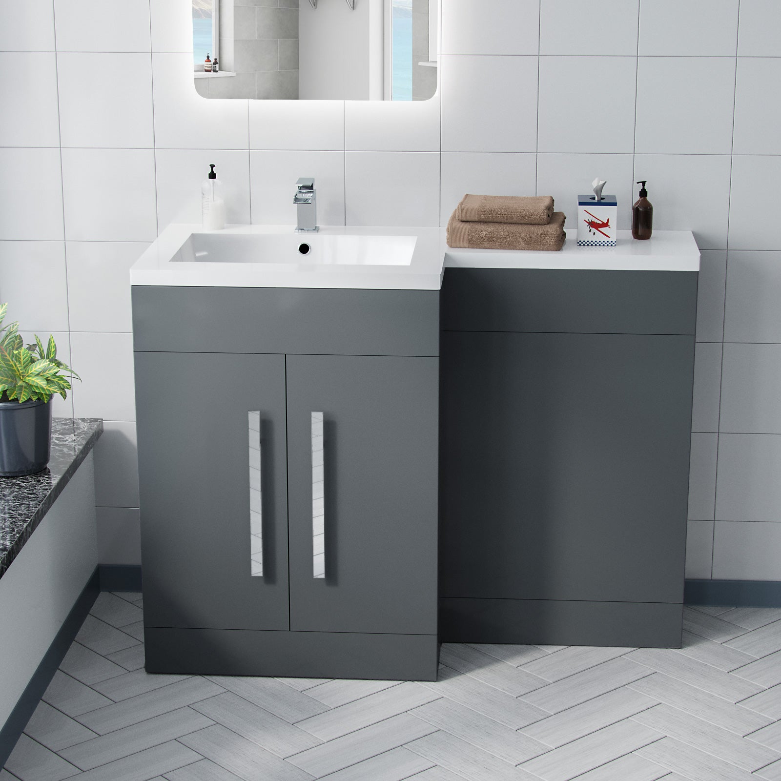 Aric 1100mm Grey Bathroom Basin Combination Vanity Unit