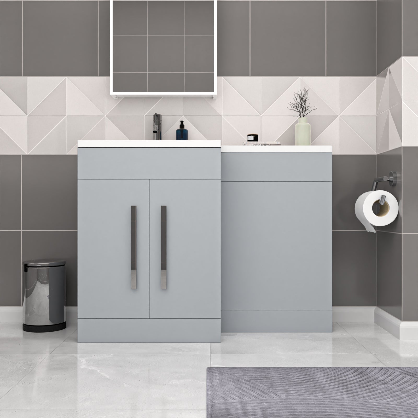 Aric Matte Grey 1100mm LH Freestanding Vanity WC Unit with Basin