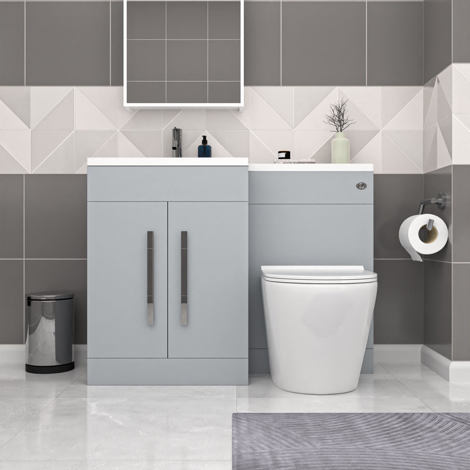 Aric Matte Grey 1100mm LH Vanity WC Unit & BTW Toilet