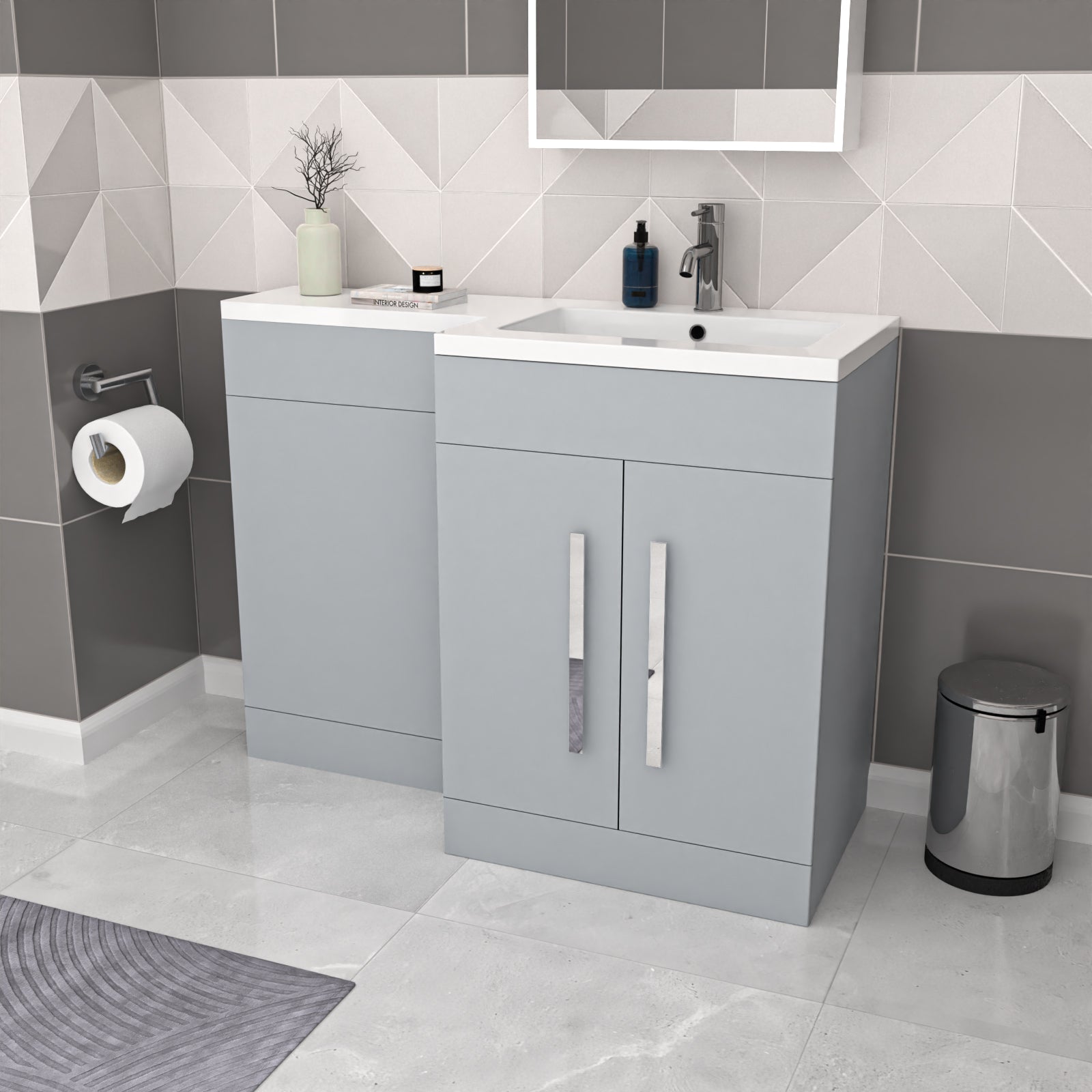 Aric Matte Grey 1100mm RH Freestanding Vanity WC Unit with Basin