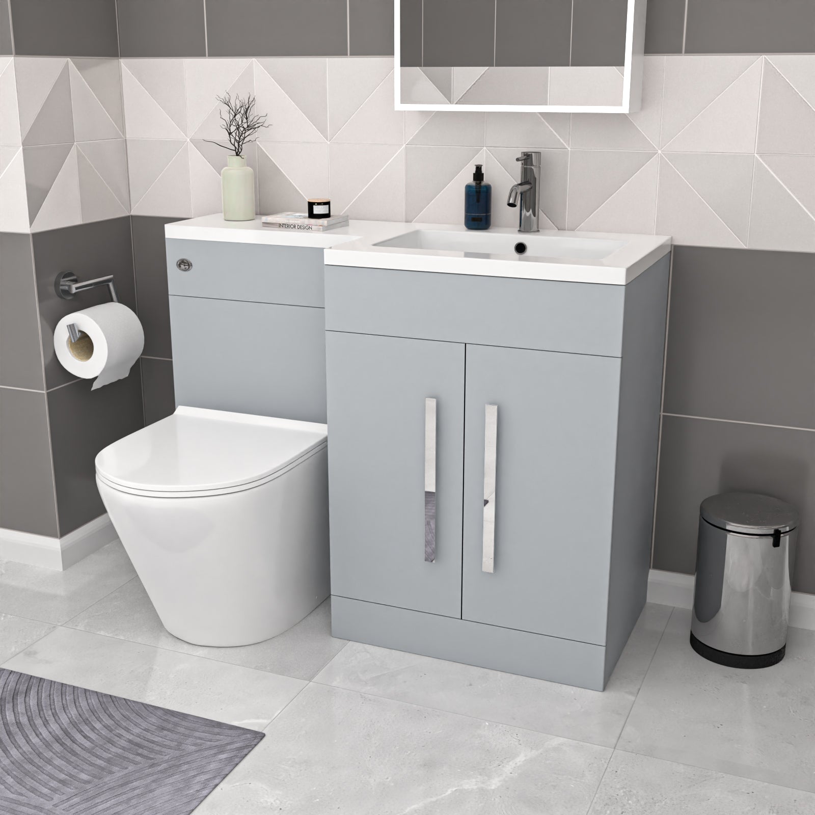Aric Matte Grey 1100mm RH Vanity WC Unit & BTW Toilet Flat Pack