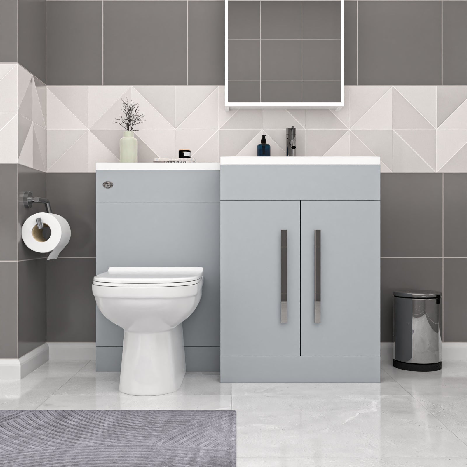 Aric Matte Grey 1100mm RH Vanity WC Unit & Modern BTW Toilet