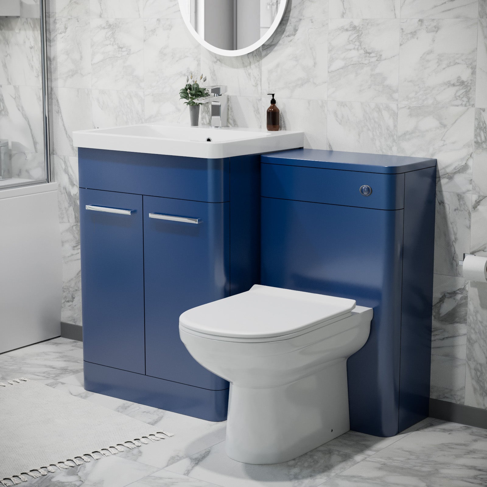 Afern 600mm Freestanding Vanity Unit with Basin, Toilet, WC unit Royal Blue