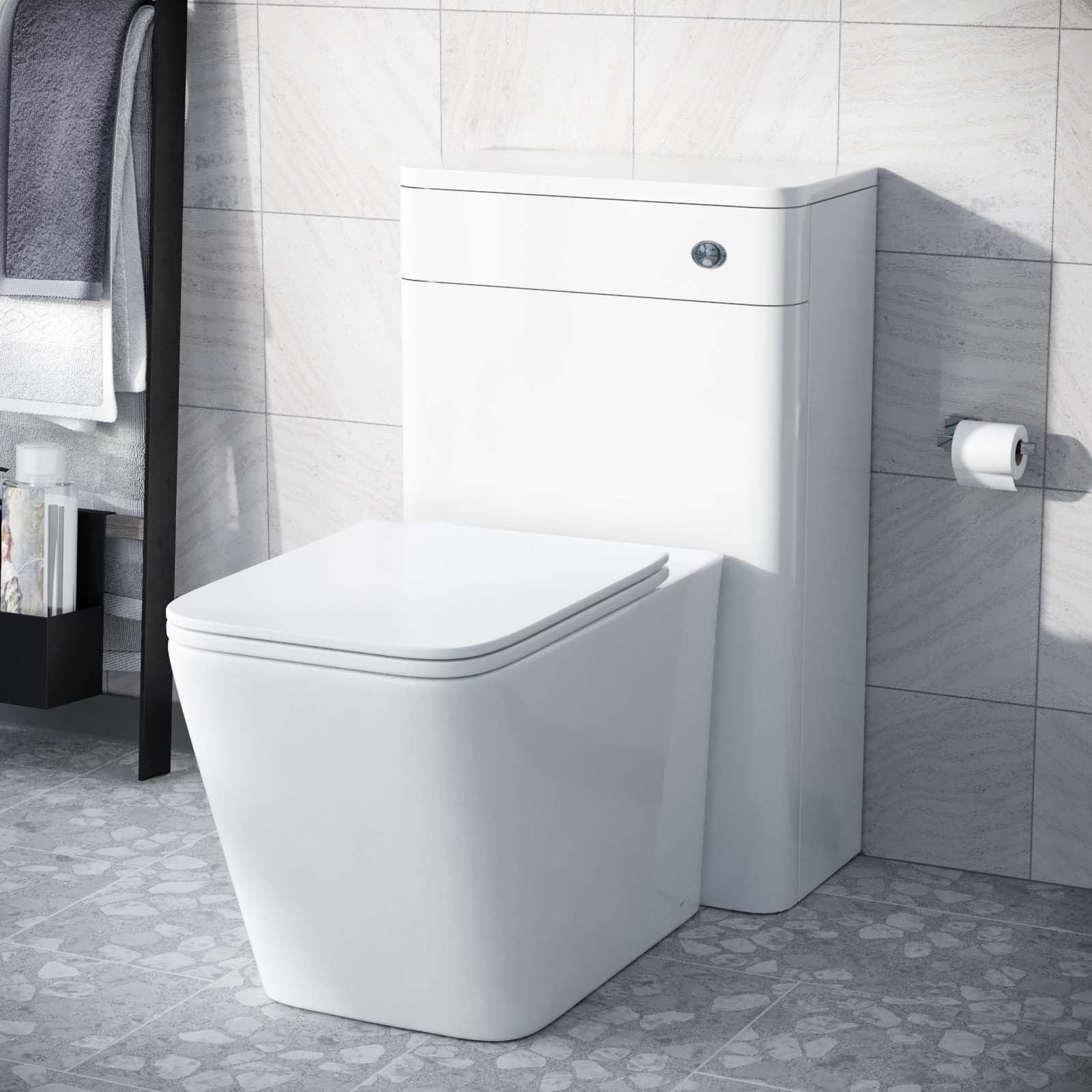 Afern Modern White 500mm Back To Wall WC Toilet Unit Rimless Space Saving