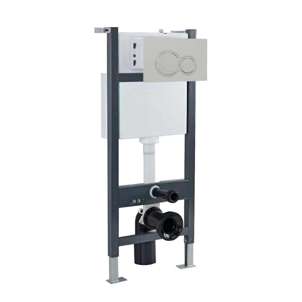 Wall Hung 1.13m Toilet Cistern Frame with Chrome Round Button Flush Plate