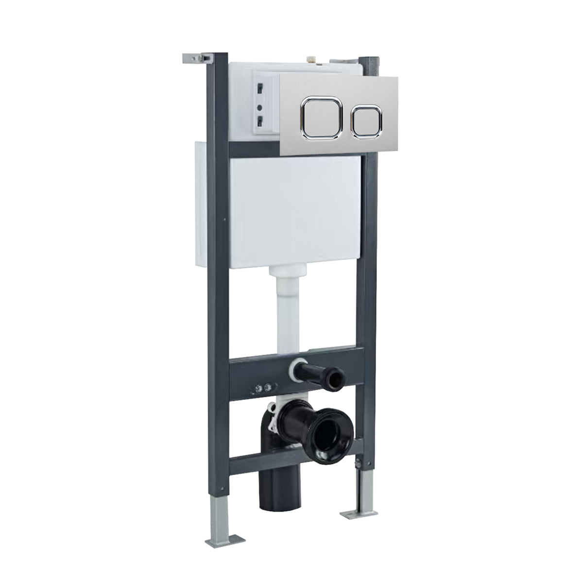 Wall Hung 1.13m Toilet Cistern Frame with Avant Chrome Square Push Button