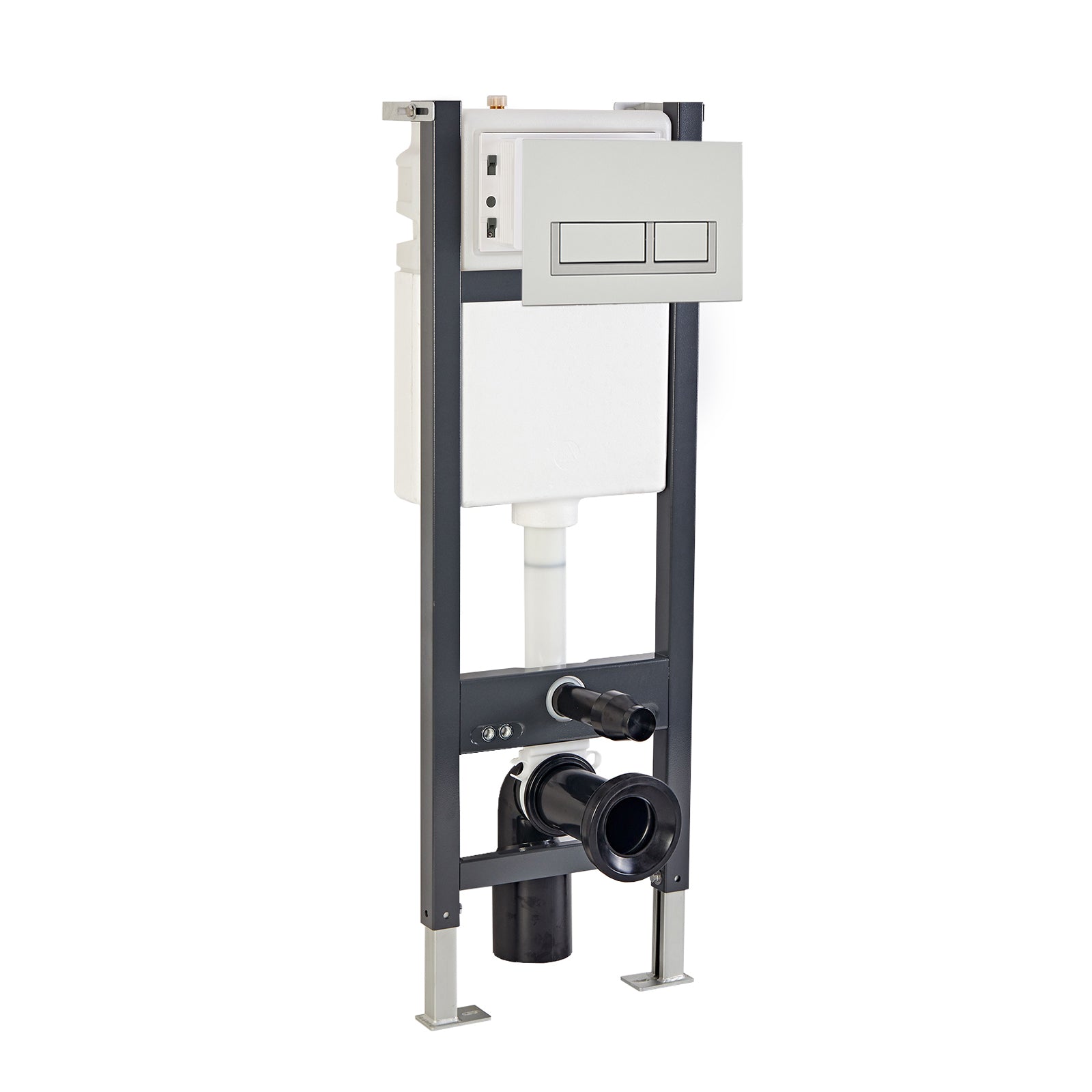 Wall Hung 1.13m Toilet Cistern Frame with Modern Chrome Square Button Flush Plate