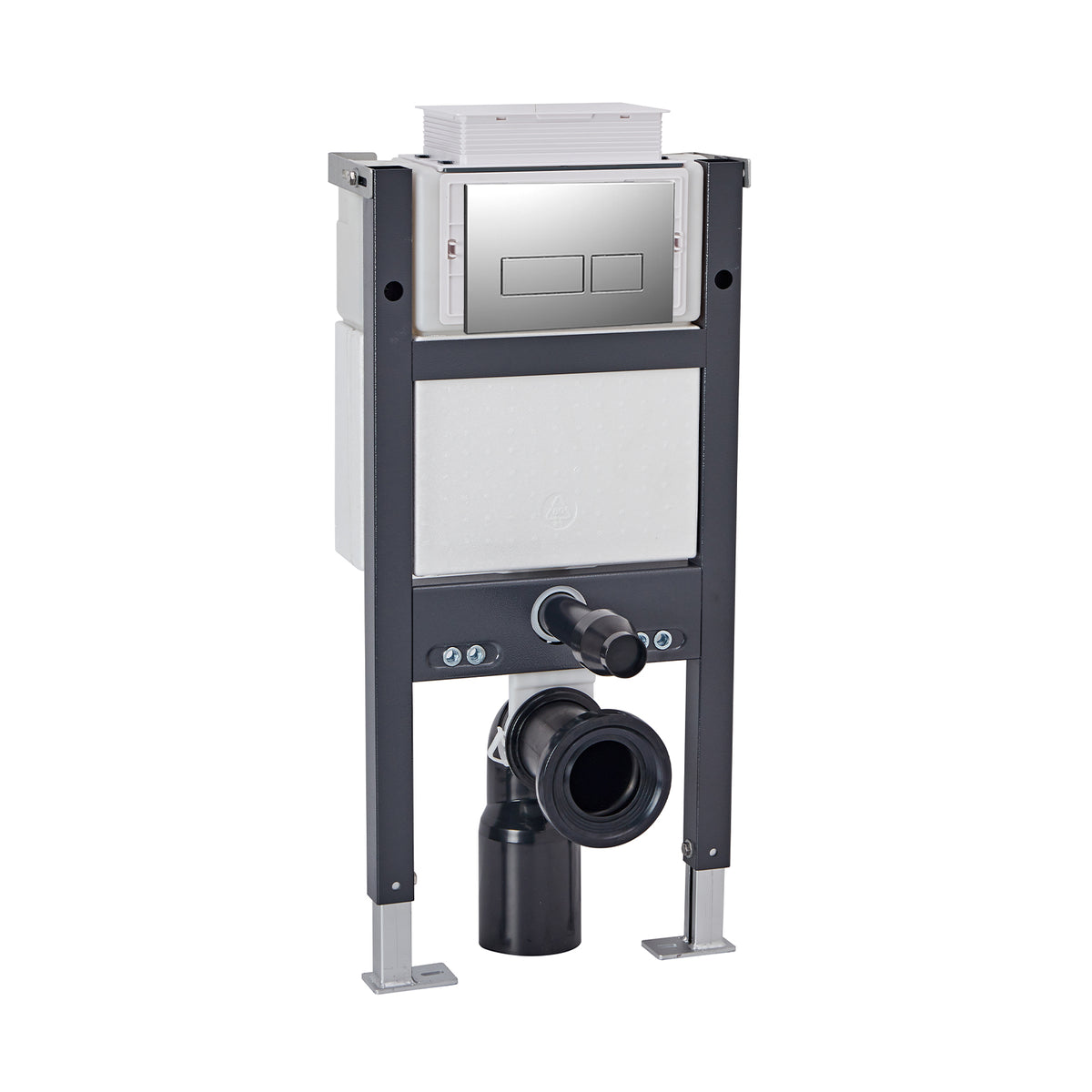 Top or Front Wall Hung 0.82m Toilet Frame and Dual Flush Chrome Rectangle Button