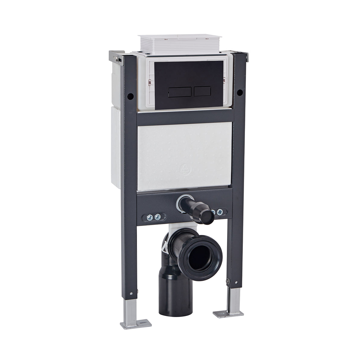 Top or Front Wall Hung 0.82m Toilet Frame and Dual Flush Matte Black Rectangle Button
