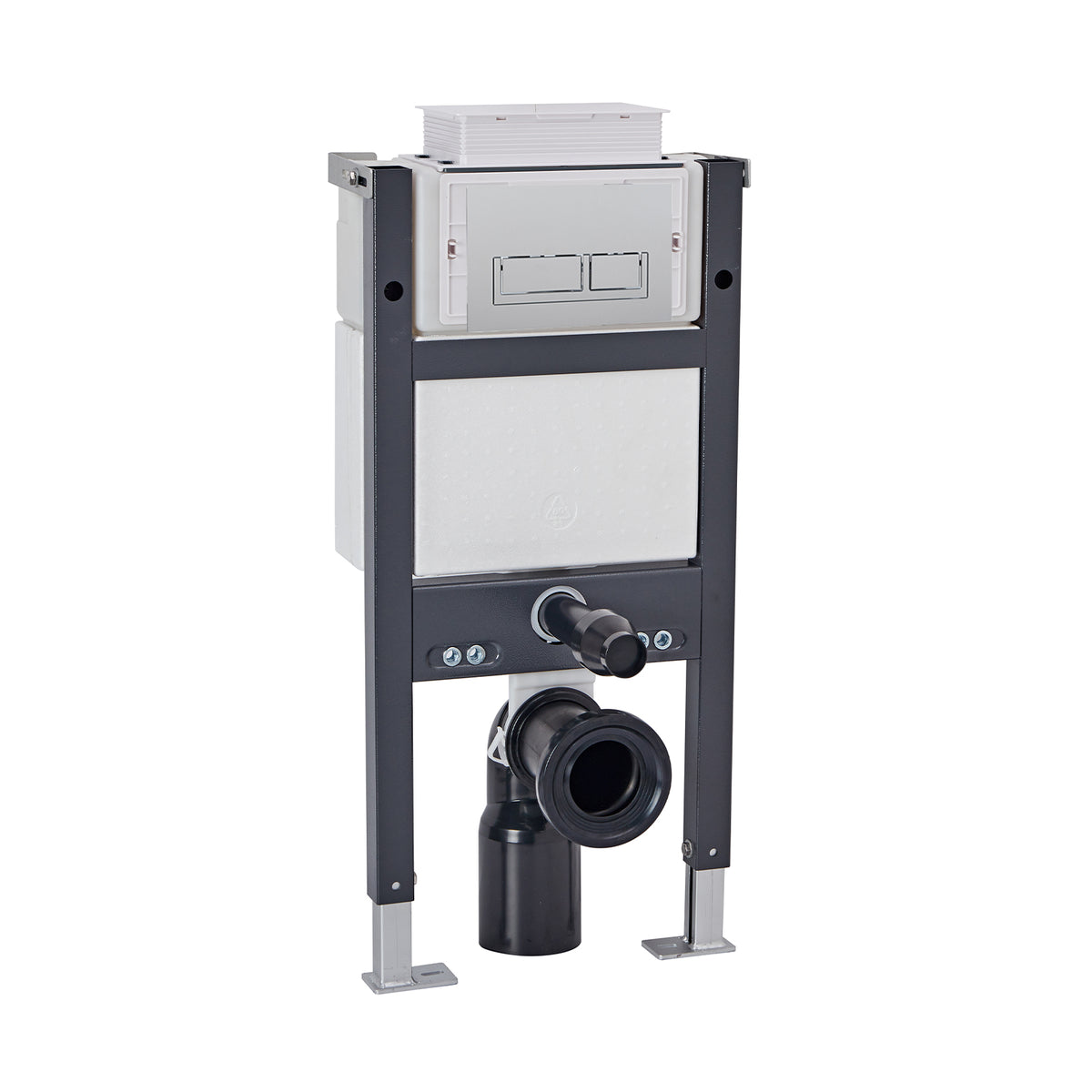 Top or Front Wall Hung 0.82m Toilet Frame and Chrome Rectangle Dual Flush Button