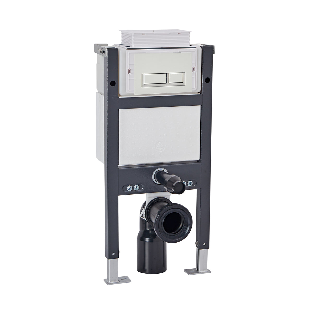 Top or Front Wall Hung 0.82m Toilet Frame and Matte Chrome Rectangle Dual Flush Button