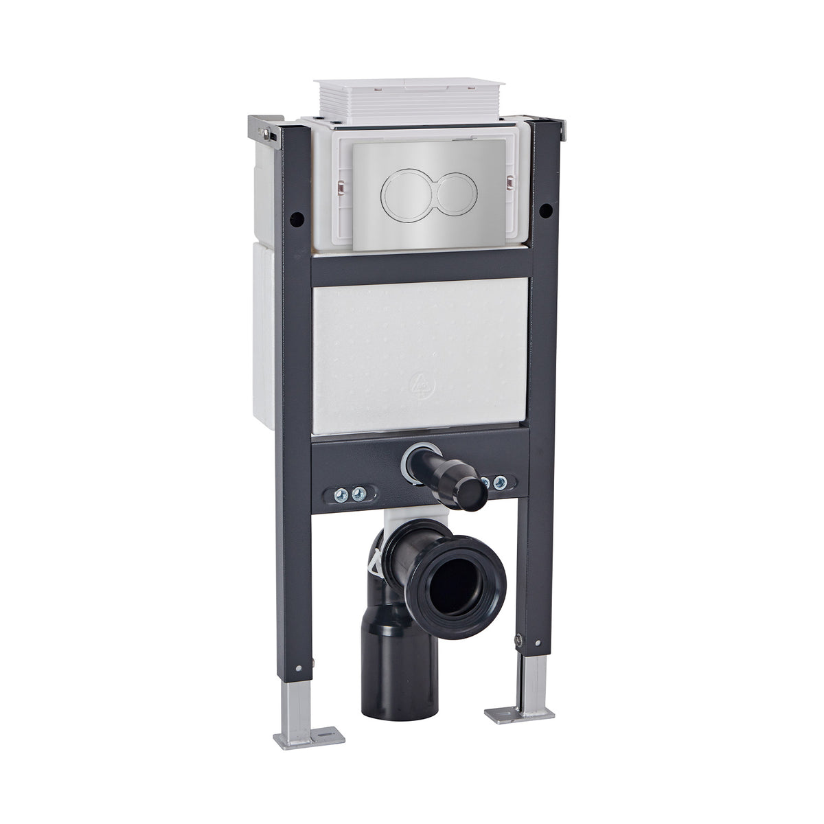 Top or Front Wall Hung 0.82m Toilet Frame and Chrome Dual Flush Round Button