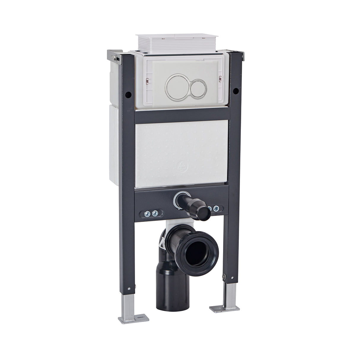 Top or Front Wall Hung 0.82m Toilet Frame and Matte Chrome Dual Flush Round Button