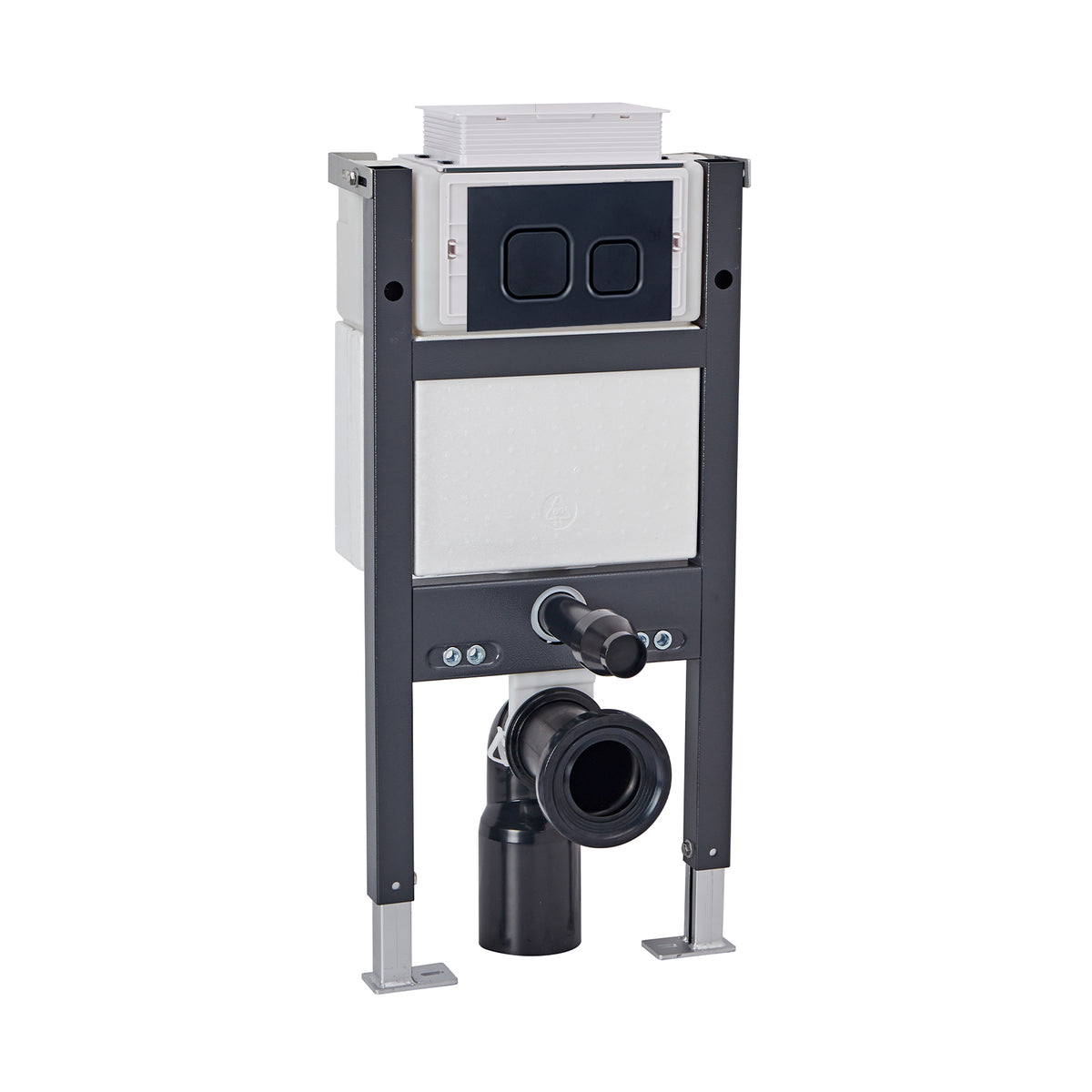 Top or Front Wall Hung 0.82m Toilet Frame and Dual Flush Matte Black Square Button