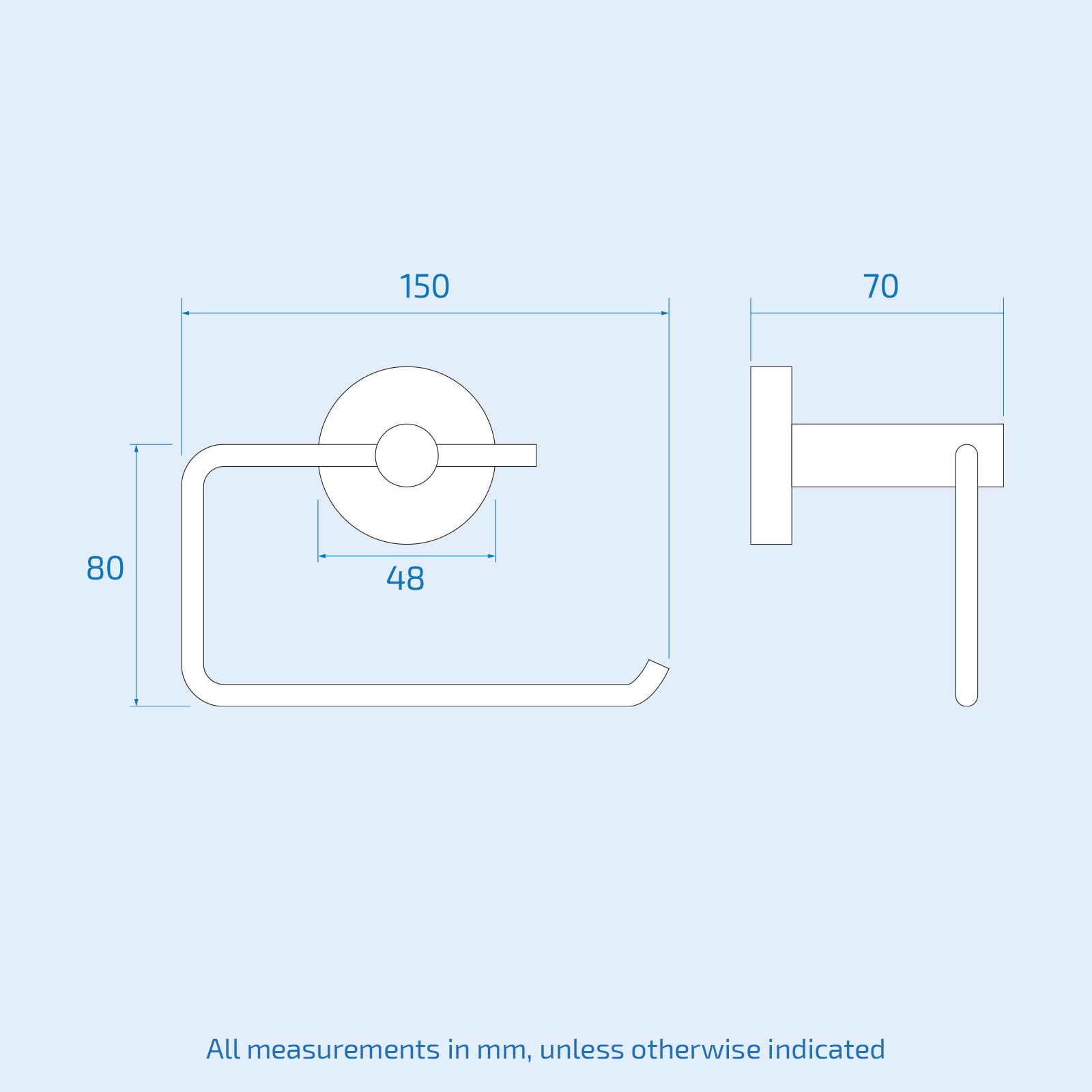 Modern Round Black Matte Paper Holder