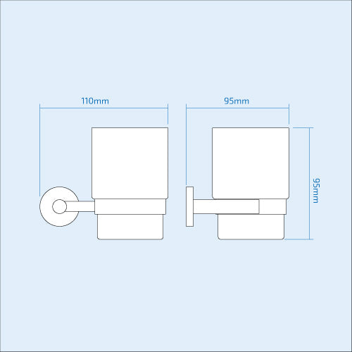 Round Single Glass Tumbler & Holder Chrome