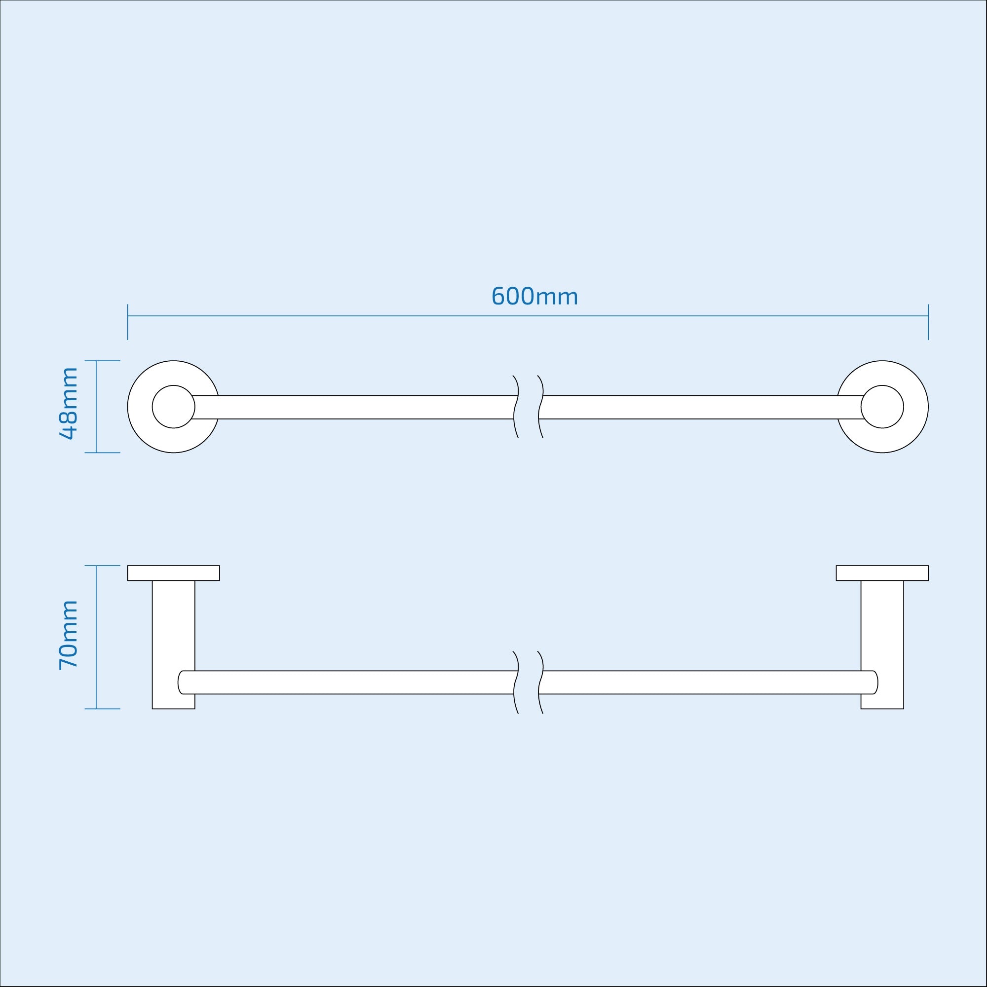Single Round Towel Bar Rail Holder Chrome