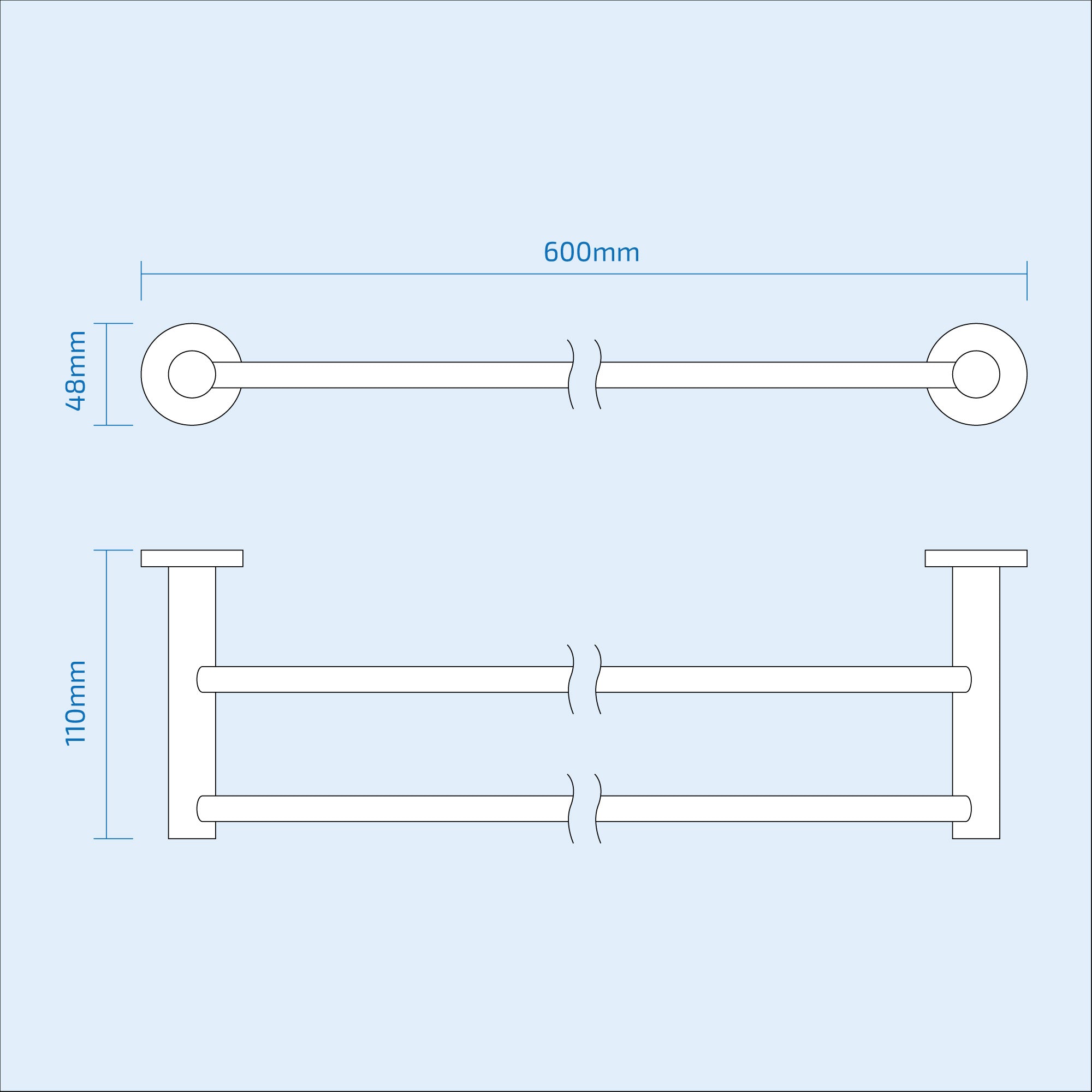 Wall Mounted Round Double Towel Bar Chrome