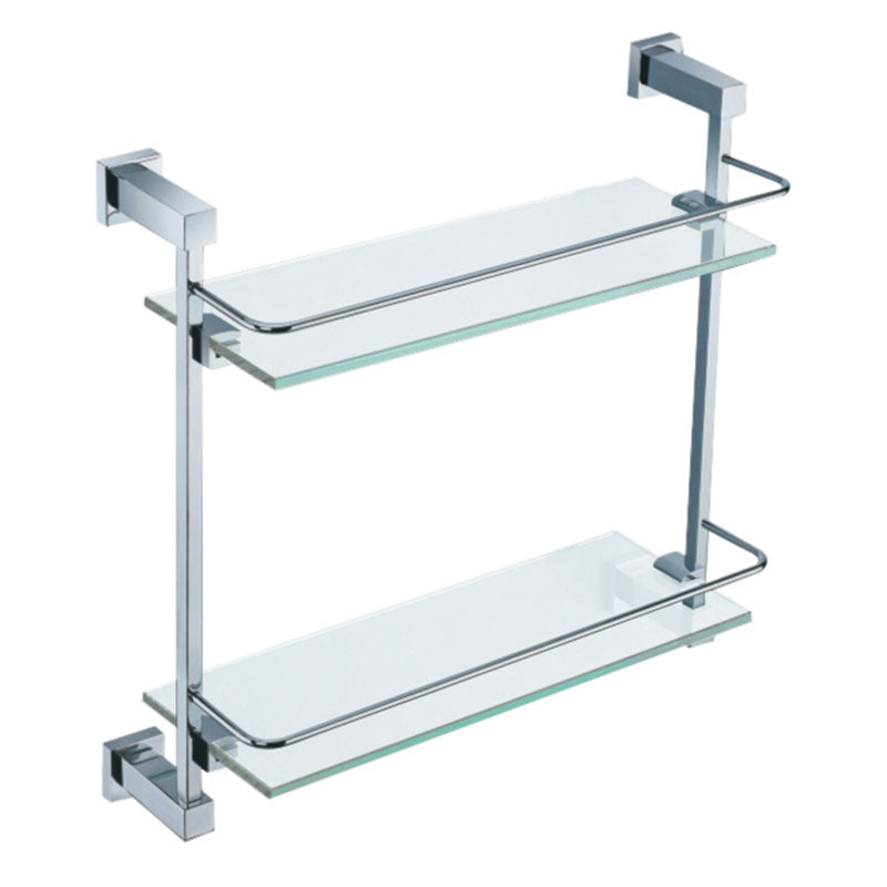 Double Glass Bathroom Shelf Chrome