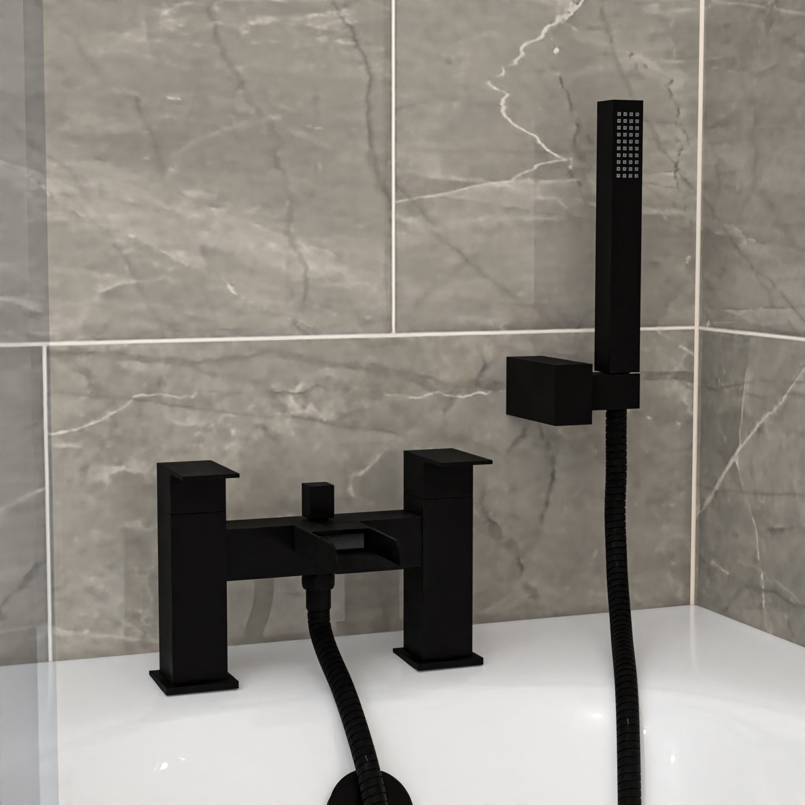 Nanuya Modern Bathroom Suite 600mm Basin Vanity Unit, Bath, Toilet and Shower Screen