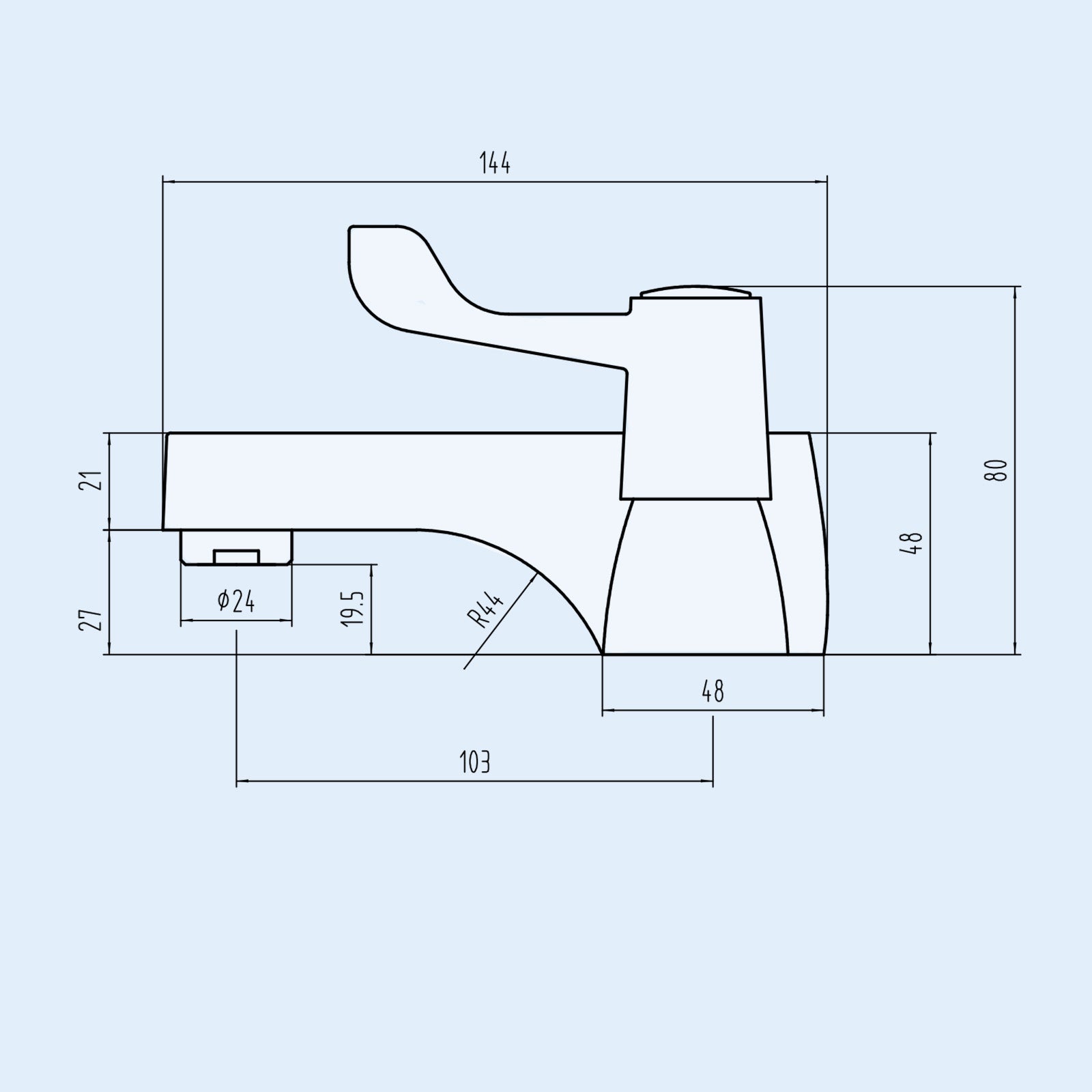 Accessible Chrome Value Lever Bath Filler Tap With 76mm Levers