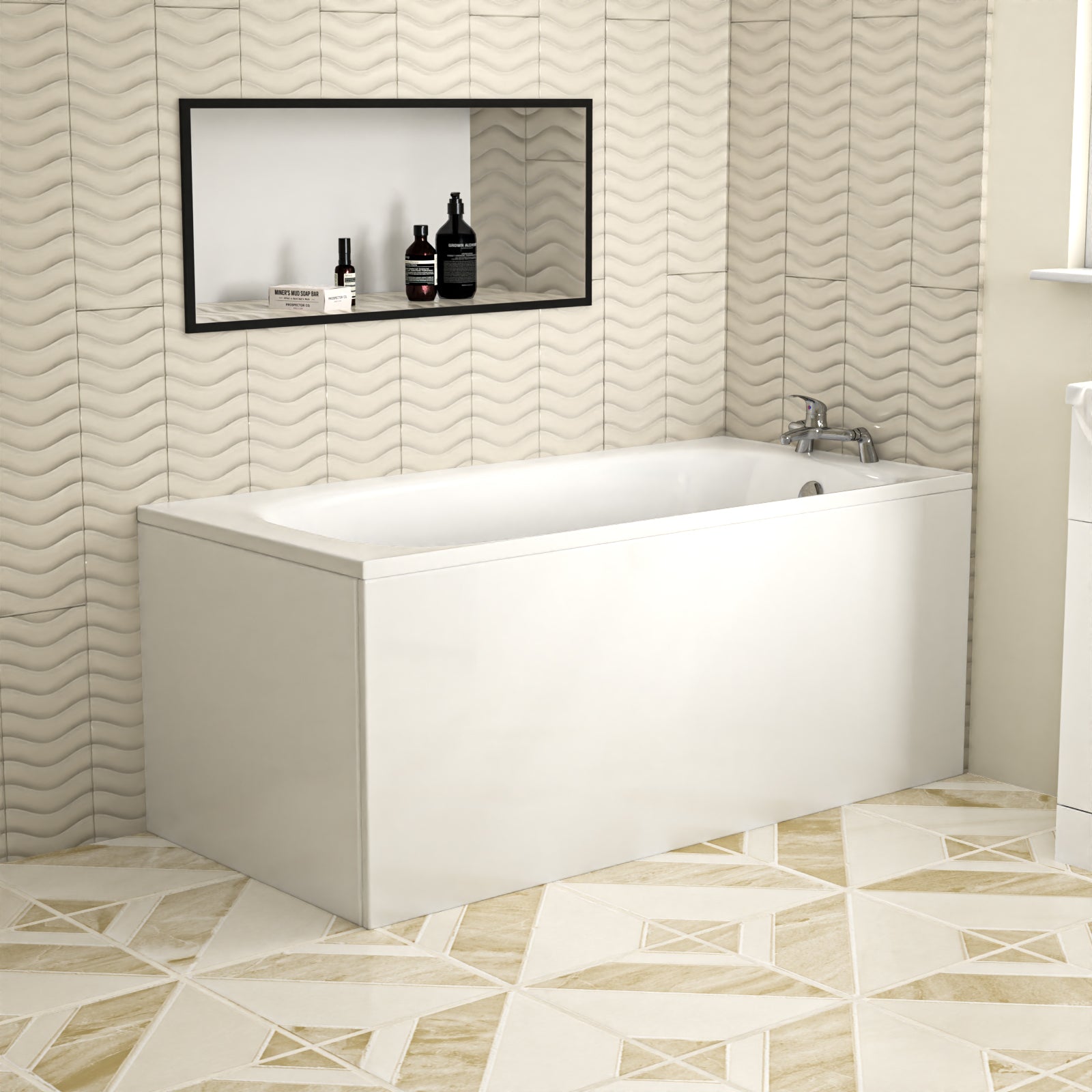 Kaif 1500 x 700mm Standard Round Single Ended Bath With Legs White