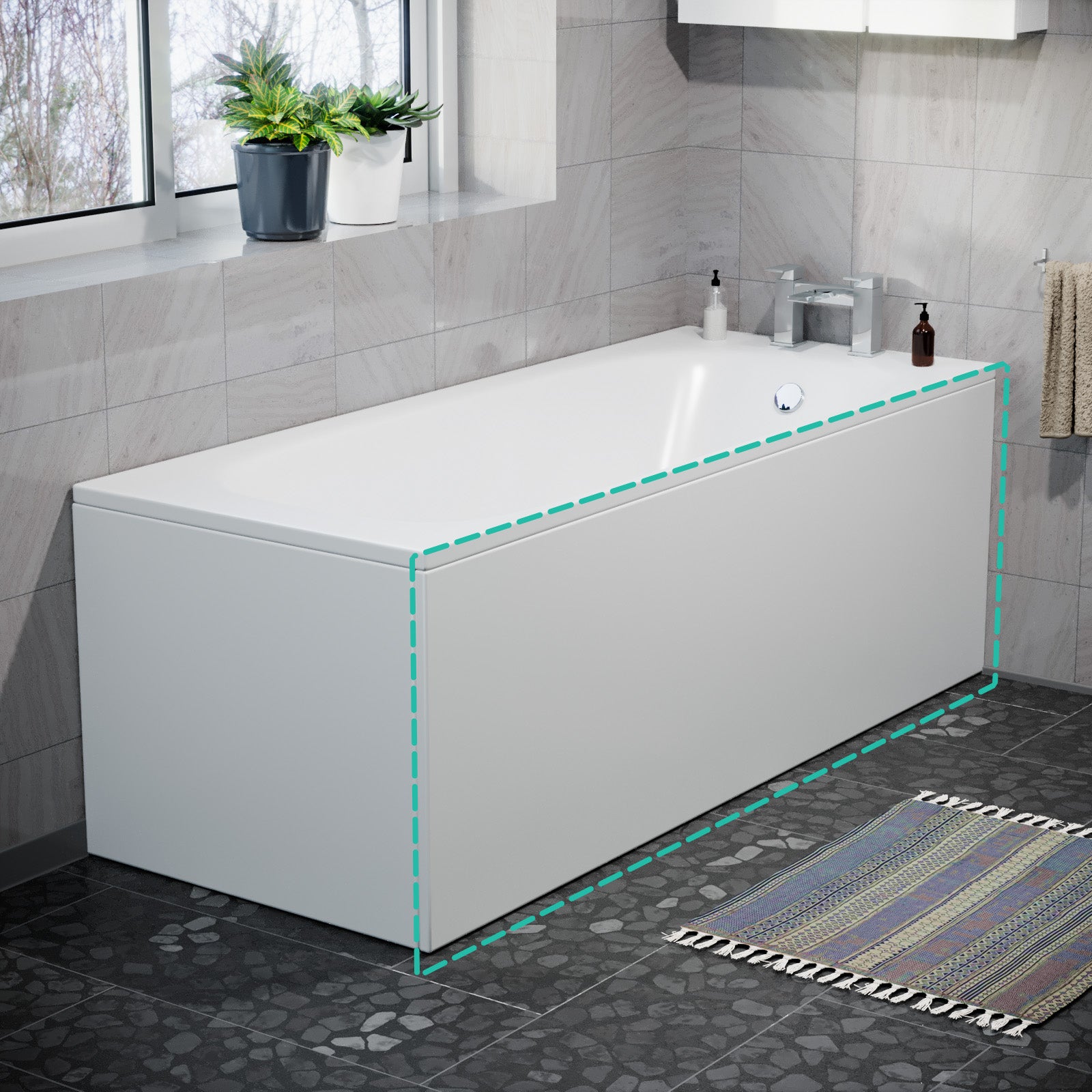 Modern High Gloss 1700mm White Front Bath Panel ABS Bathroom