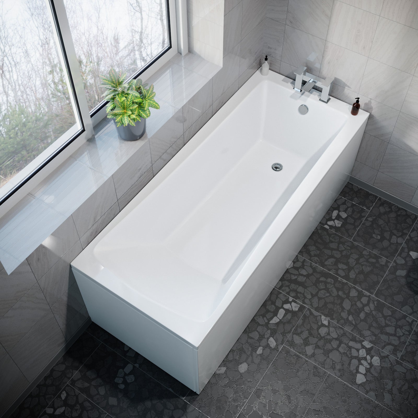 Standard Bath Tub Square Single Ended 1700mm x 750mm Bath With Legs
