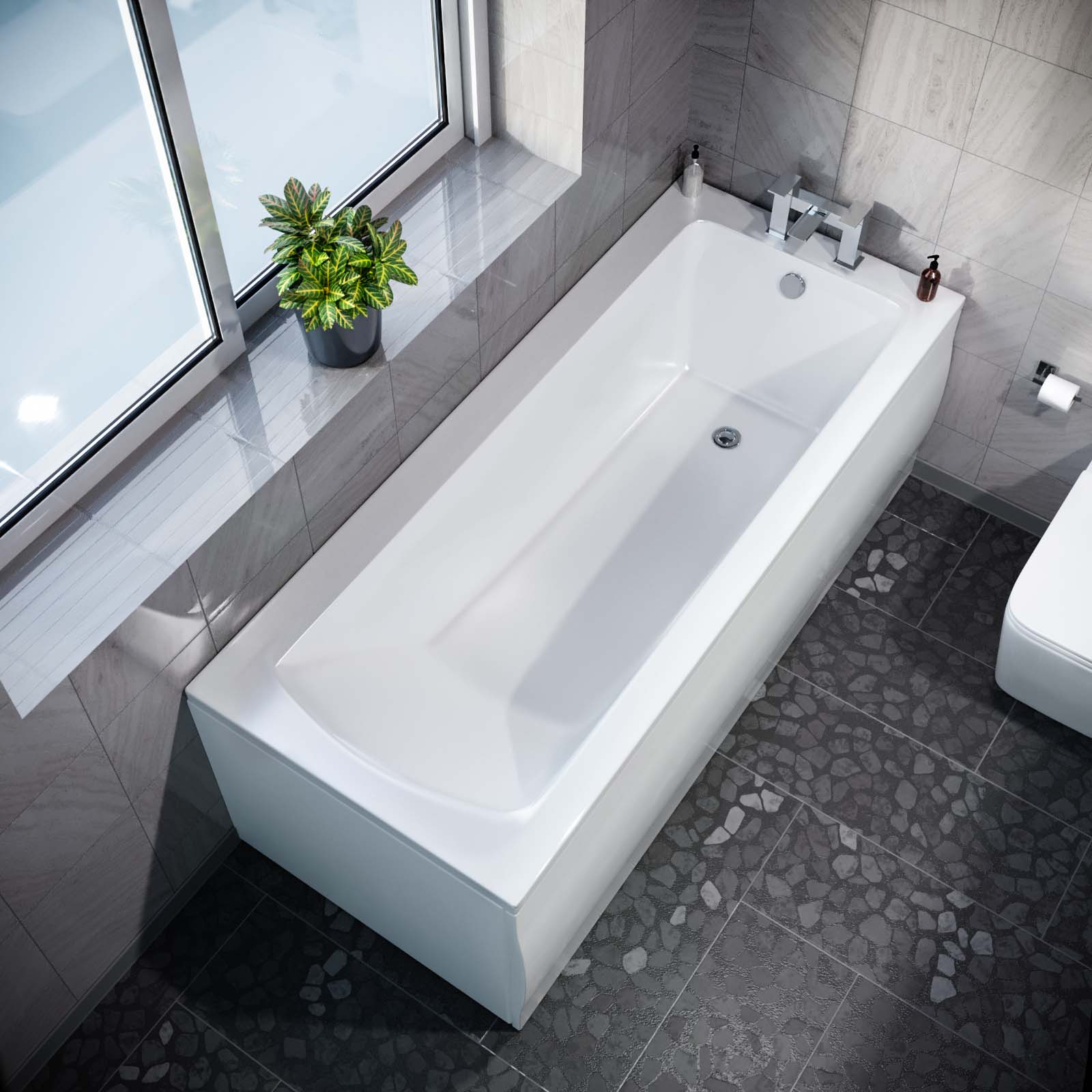 1700 x 700mm Square Single Ended Bathtub With Legs