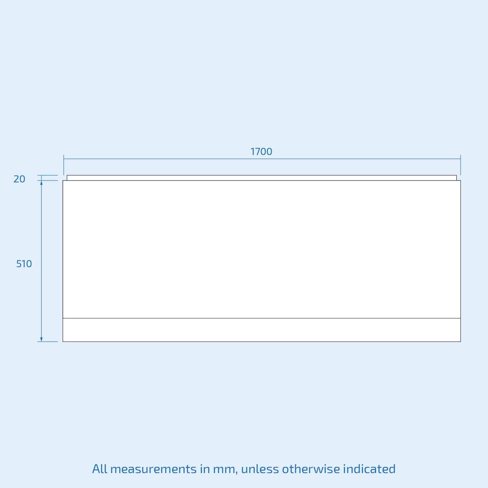 White Zelora Bathroom Modern 1700mm X 510mm Acrylic Standard Front Bath Panel